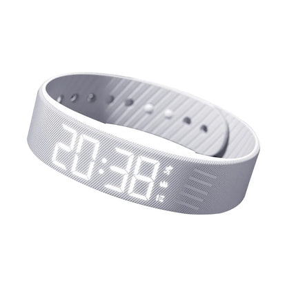 LED Digital Alarm Clock Watch Adjustable Silicone Snooze-Proof Alarm Bracelet with Running Pedometer Waterproof Vibrating Alarm